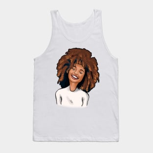 Kinky Curly Golden Afro with a Smile Tank Top